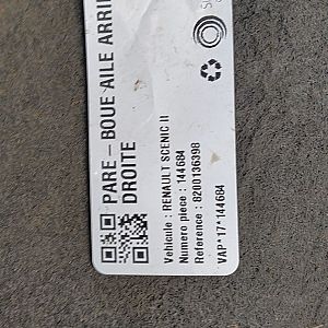 Pare-boue aile arriere droite RENAULT